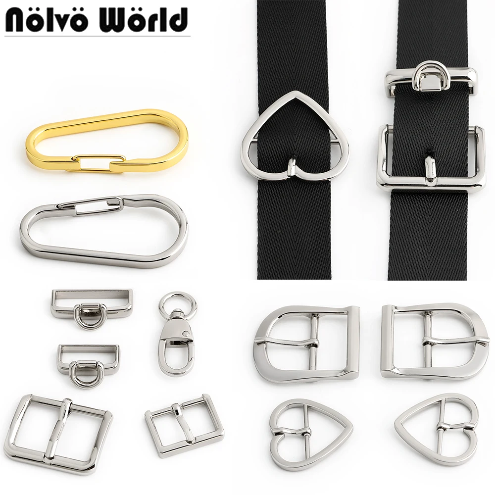 5/20/50PCS Heart Shape Pin Buckle Metal Carabiner Spring Snap Clip For Bag Strap Belt Webbing Keychain Handbag Shoes Accessories