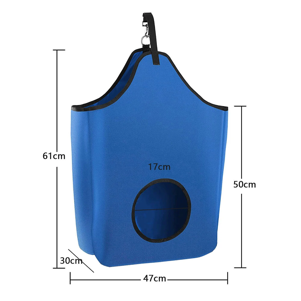 Bolsas de heno para caballos, alimentador fácil, gran capacidad, tela Oxford impermeable con cierre a presión de Metal y correa ajustable pesada