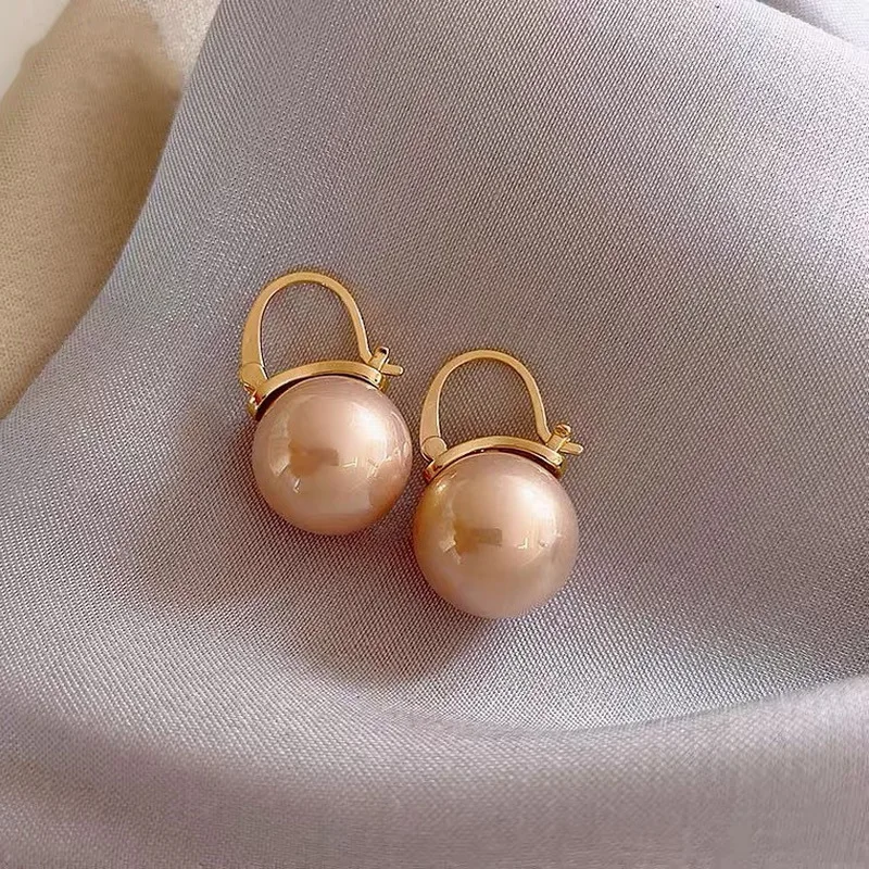 Korean Cute Pearl Drop Earrings for Women Luxury Gold Color U Shape Dangle Wedding Earrings Statement Fashion Jewelry 2022 New