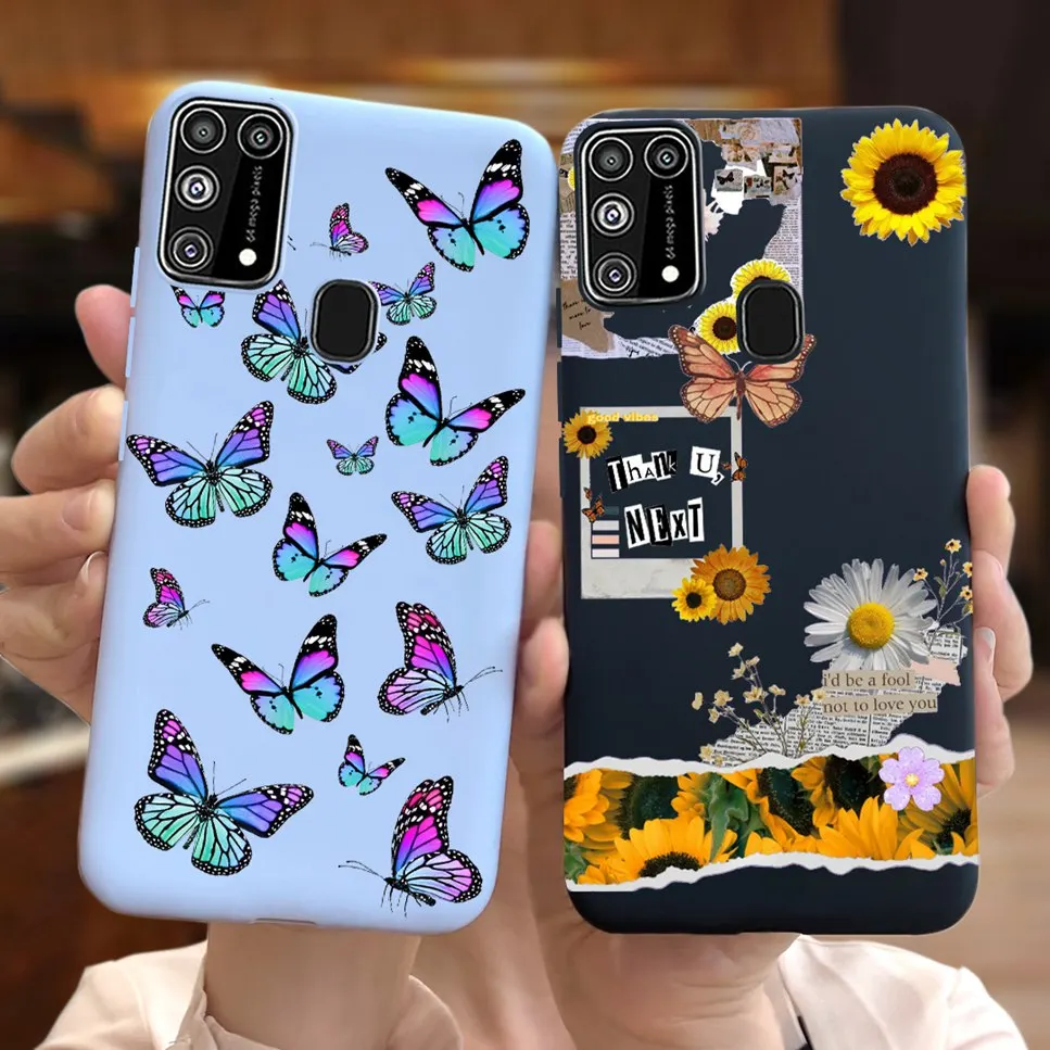 For Samsung Galaxy M31 Case Shockproof Silicone Cute Fashion Butterfly Flowers Phone Case For Samsung M31 Back Cover Funda 6.4\