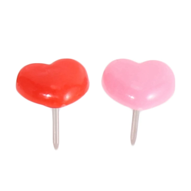 Tablones de anuncios rojos con forma de corazón, tachuelas de pulgar, tachuelas de pared bonitas rosas, decorativas para el hogar y la Oficina, 50 piezas