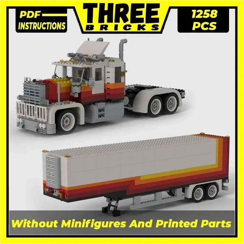 도시 차량 모델 Moc 빌딩 벽돌 트레일러 트럭 V12 엔진 기술 블록 선물 크리스마스 장난감 DIY 세트 조립