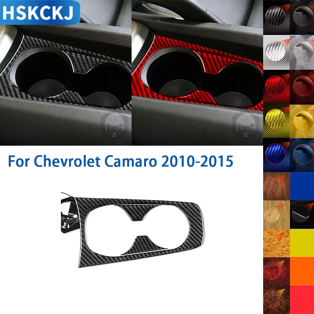 

For Chevrolet Camaro 2010 2011 2012 2013 2014 2015 Cup Holder Panel Cover Real Carbon Fiber Sticker Car Interior Accessories