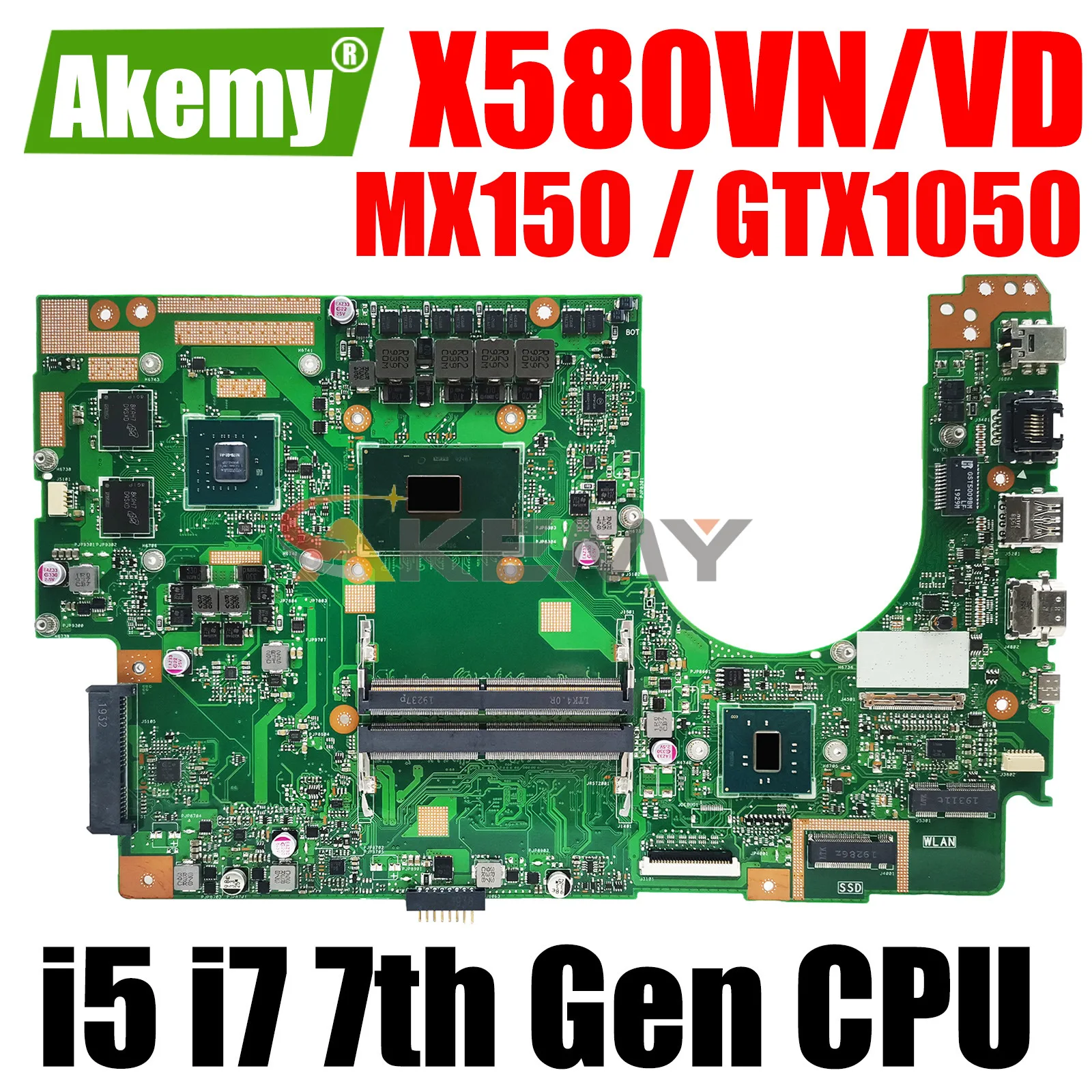 

For ASUS Vivobook Pro 15 X580VN X580VD N580V NX580V FX580V X580V Laptop Motherboard With i5-7300HQ i7-7700HQ CPU MX150 GTX1050