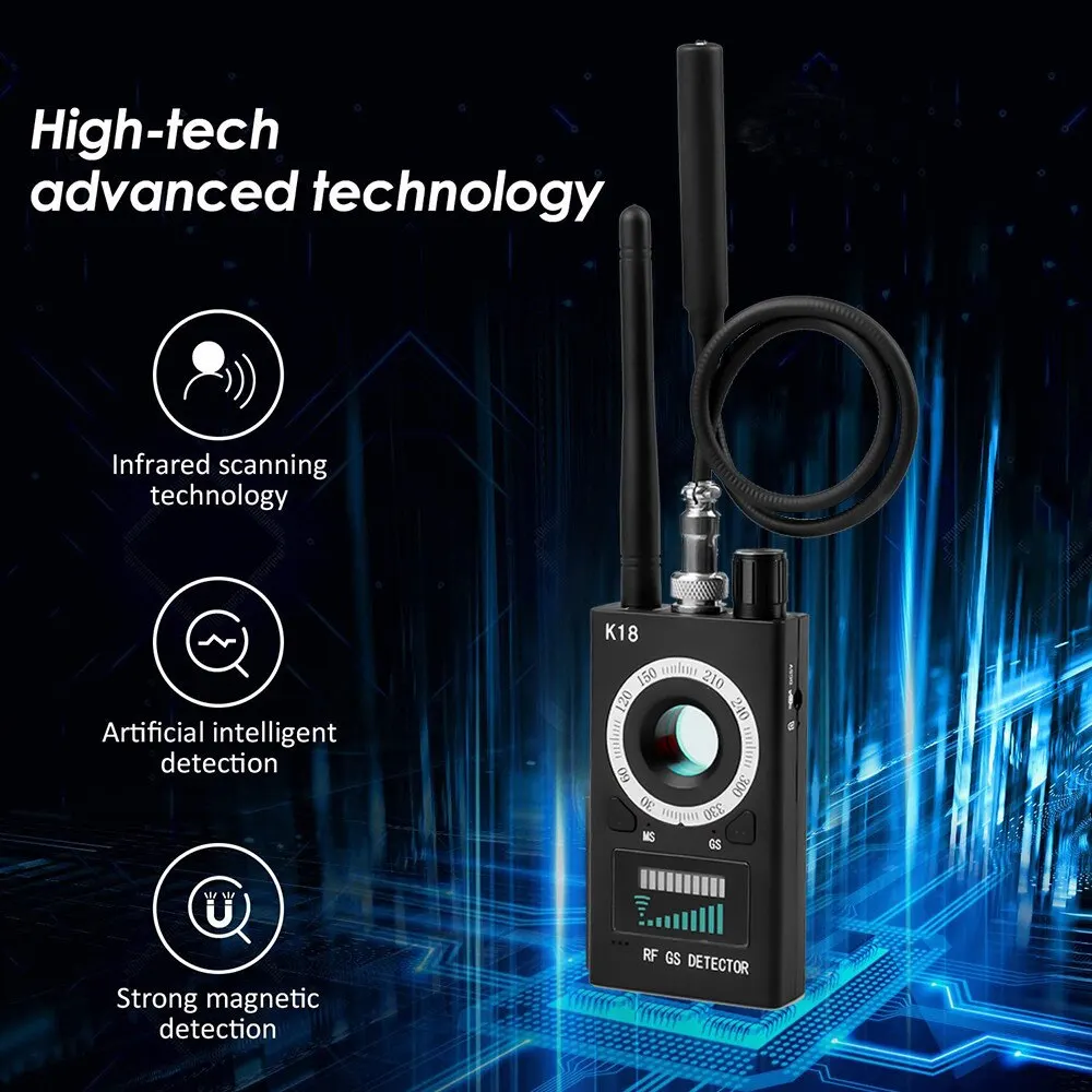 K18 Multi-funzione Anti-Candid Cam Wireless Lens Device Finder 1MHz-6.5GHz GSM Audio Bug Finder segnale GPS RF Tracker rileva