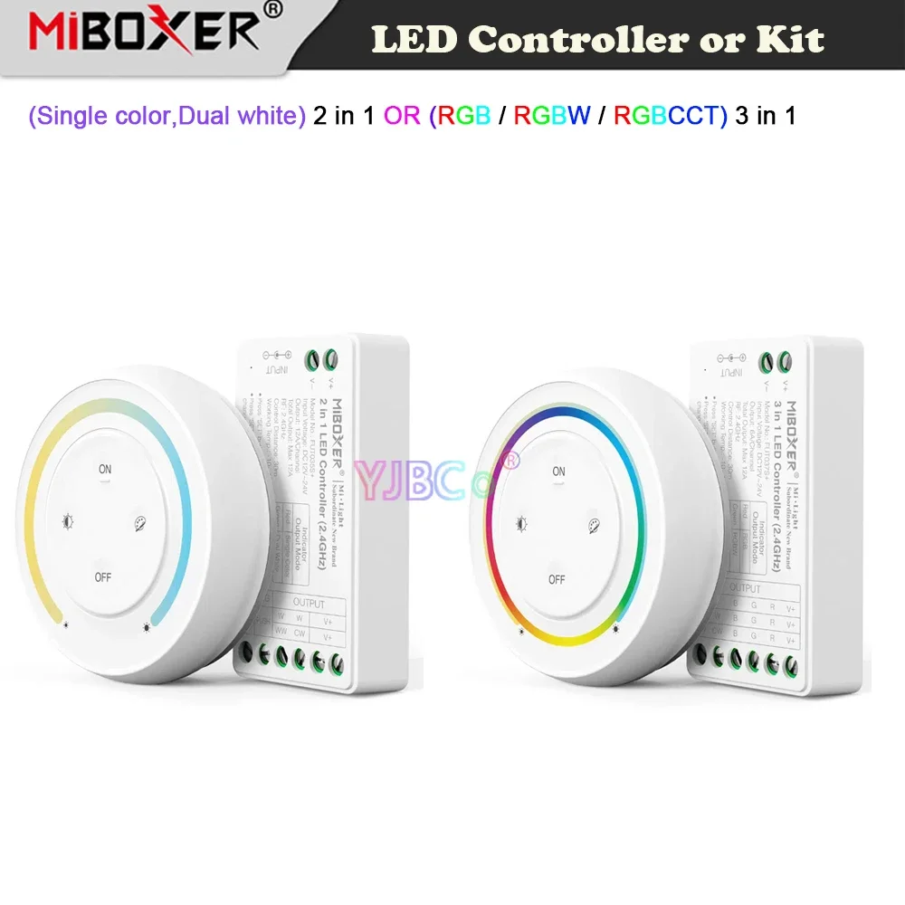 controlador de luz led miboxer monocromatico branco duplo em 24g controle remoto nascer do sol rgb rgbw rgb cct em dimmer arco iris 01