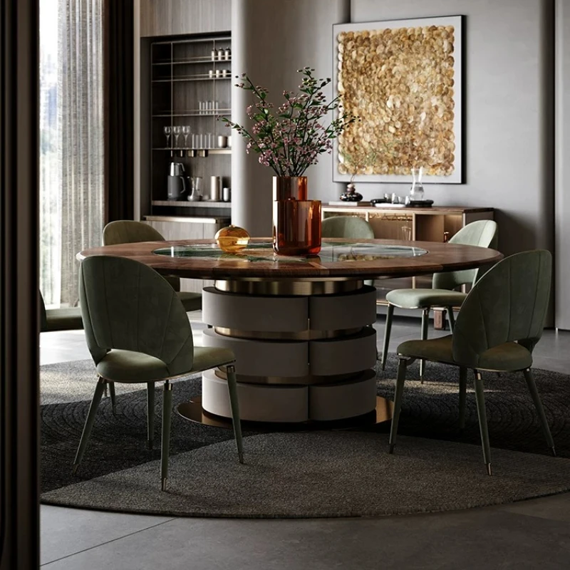 North American Black Walnut Round High-end Dining Tables Modern Light Luxury Kitcjen Dining Table Pliante Dining Room Furniture