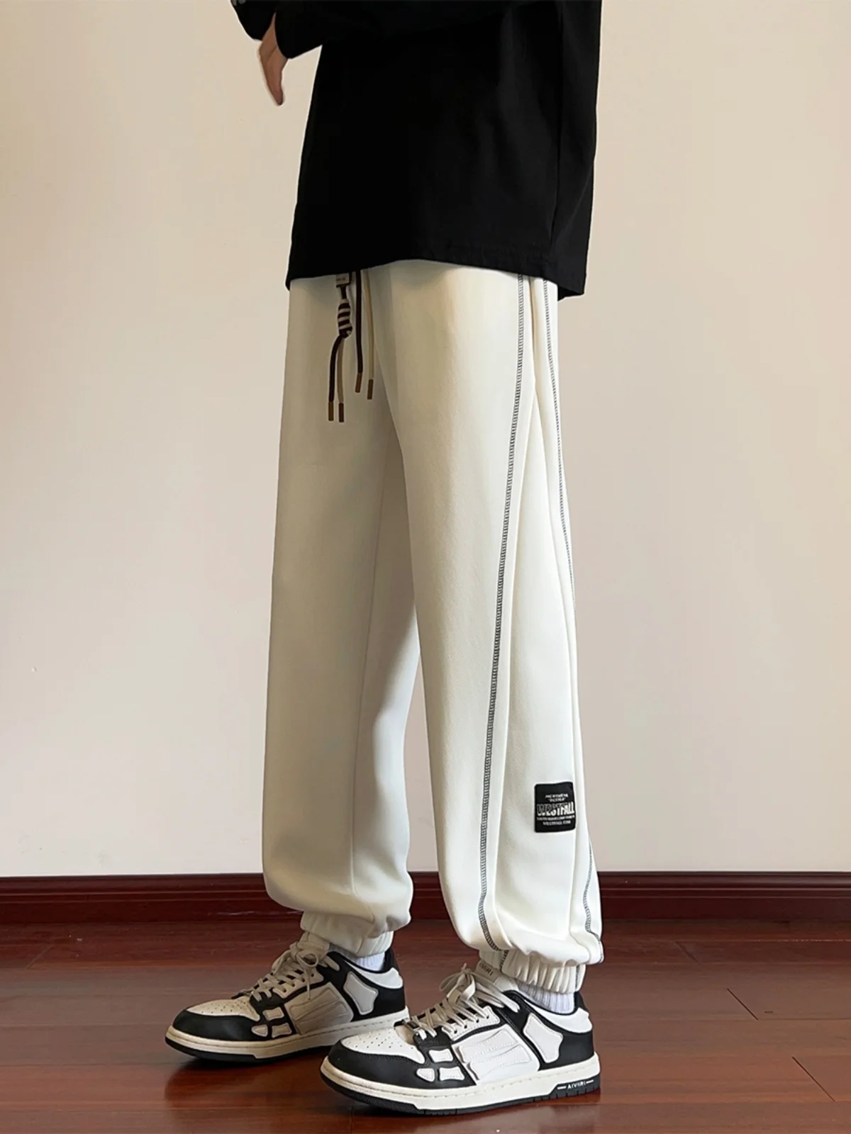 

American Sle Baskeall Sports Pants for Men Spring Autumn Loose Casual Retro Trendy Brand Youthful Elastic Waist Long Trou...