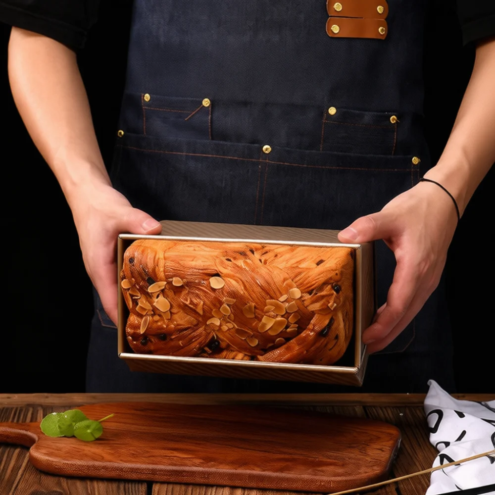 Durable Carbon Steel Bread Mold Corrugated Toast Pan Nonstick Bakeware With Lid For Cake Pastry Oven Baking Equipment