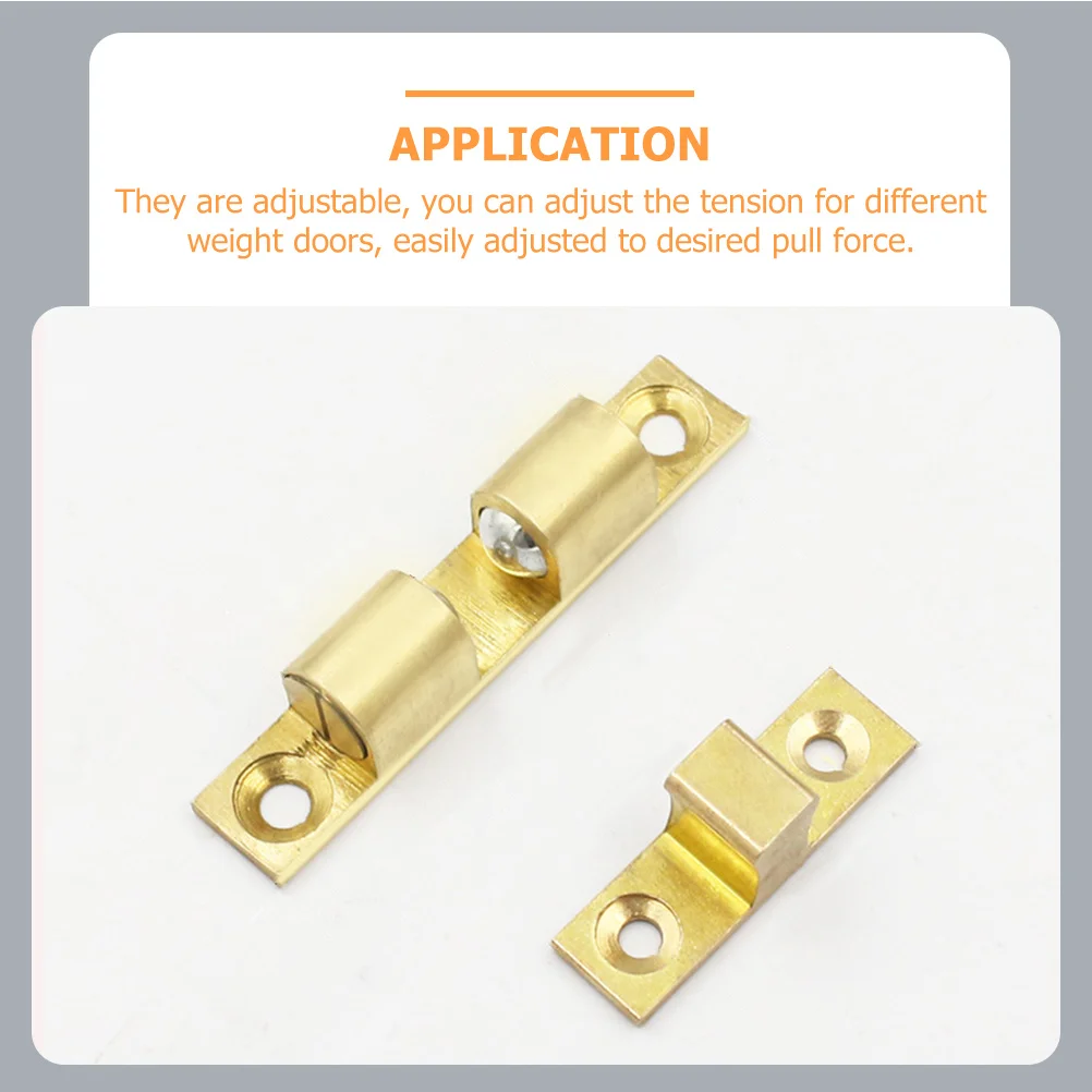 

2Pcs Closet Door Ball Catch Brass 70mm Adjustable Double Ball Tension Latch Cabinet Catch for Bathroom Kitchen