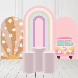 Mehofond Arch Backdrop Covers Rainbow Birthday Party Daisy Groovy Arches Fabric Pedestal Cover Festa Parties Baby Shower Decor