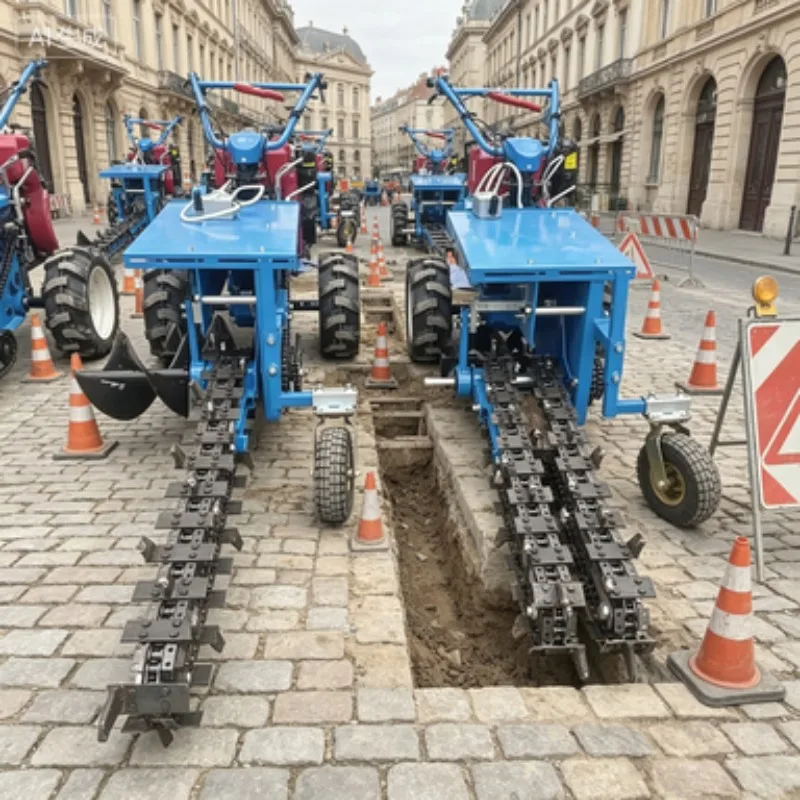 Multi Functional Handheld Trenching Machine Double Chain Digging Mini Trencher for Farm Garden Irrigation and Cable Laying