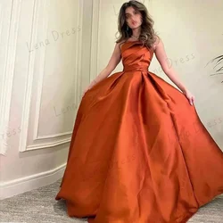 Lena Satin Line A Party Dress for Wedding Dresses Prom Dresses Sale Orange Color Long Skirt Royal Engagement Dress