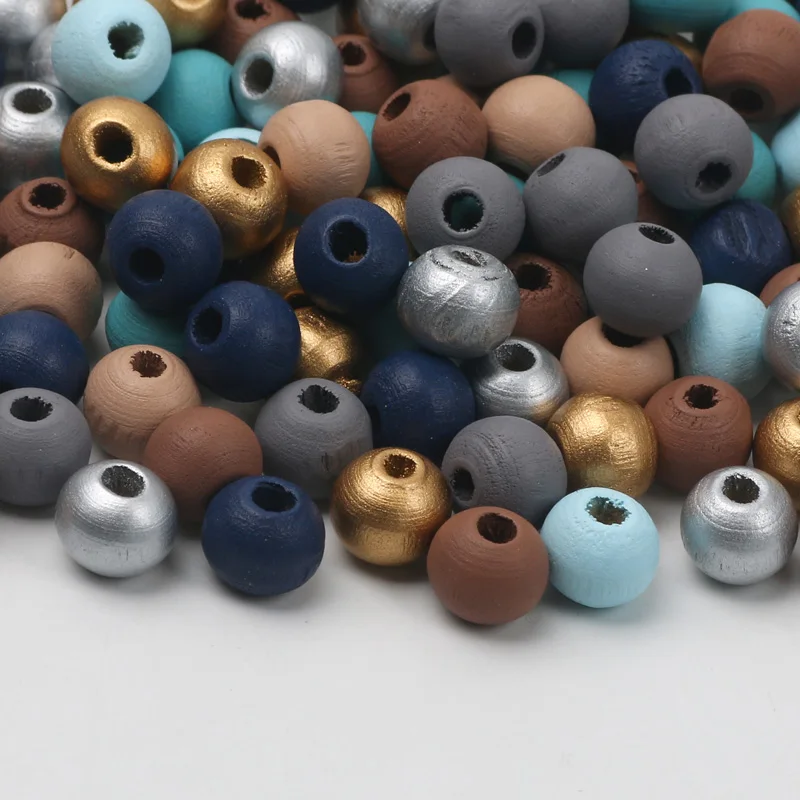 100-200pcs 6/8/10mm Winter Color Natural Wooden Beads Lead-free Wood Pearls Loose Beads For Jewelry Making Diy Necklace Bracelet