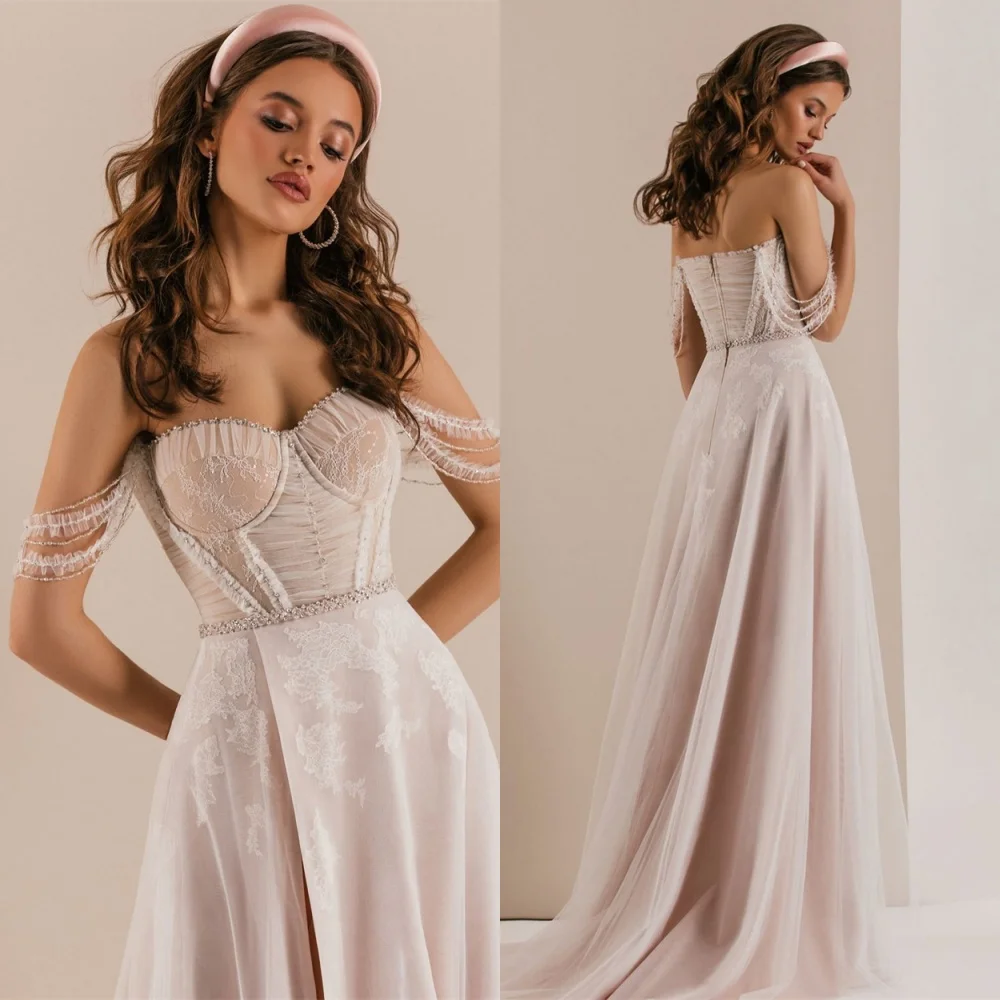 Customized High Quality White Tulle Wedding Dress Elegant Strapless Sleeveless Vestido De Novia Classic Zipper Back Bridal Party