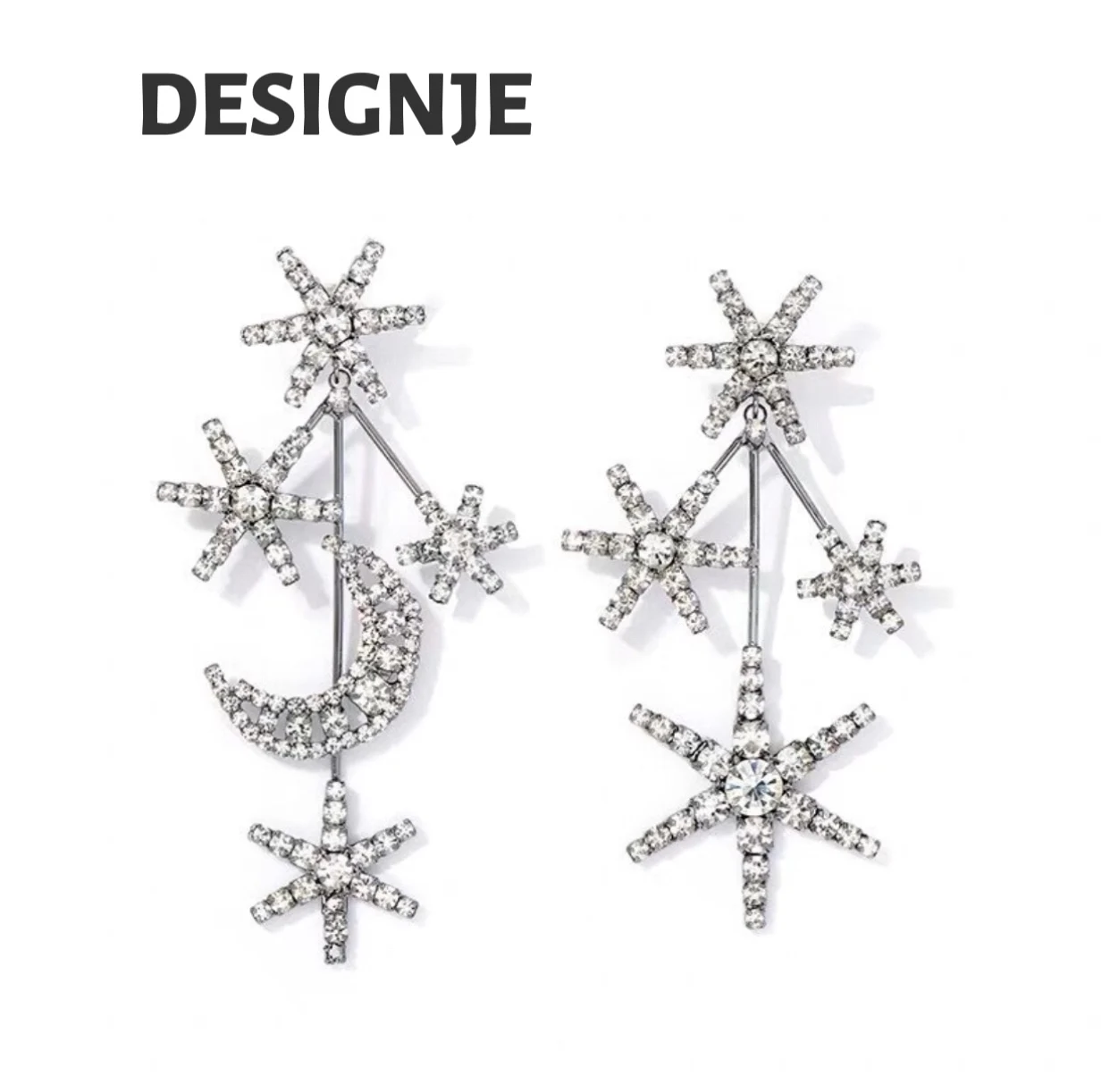 

[Unique] European and American fashion bloggers exaggerated sparkle earrings, temperamental show, personality long earrings