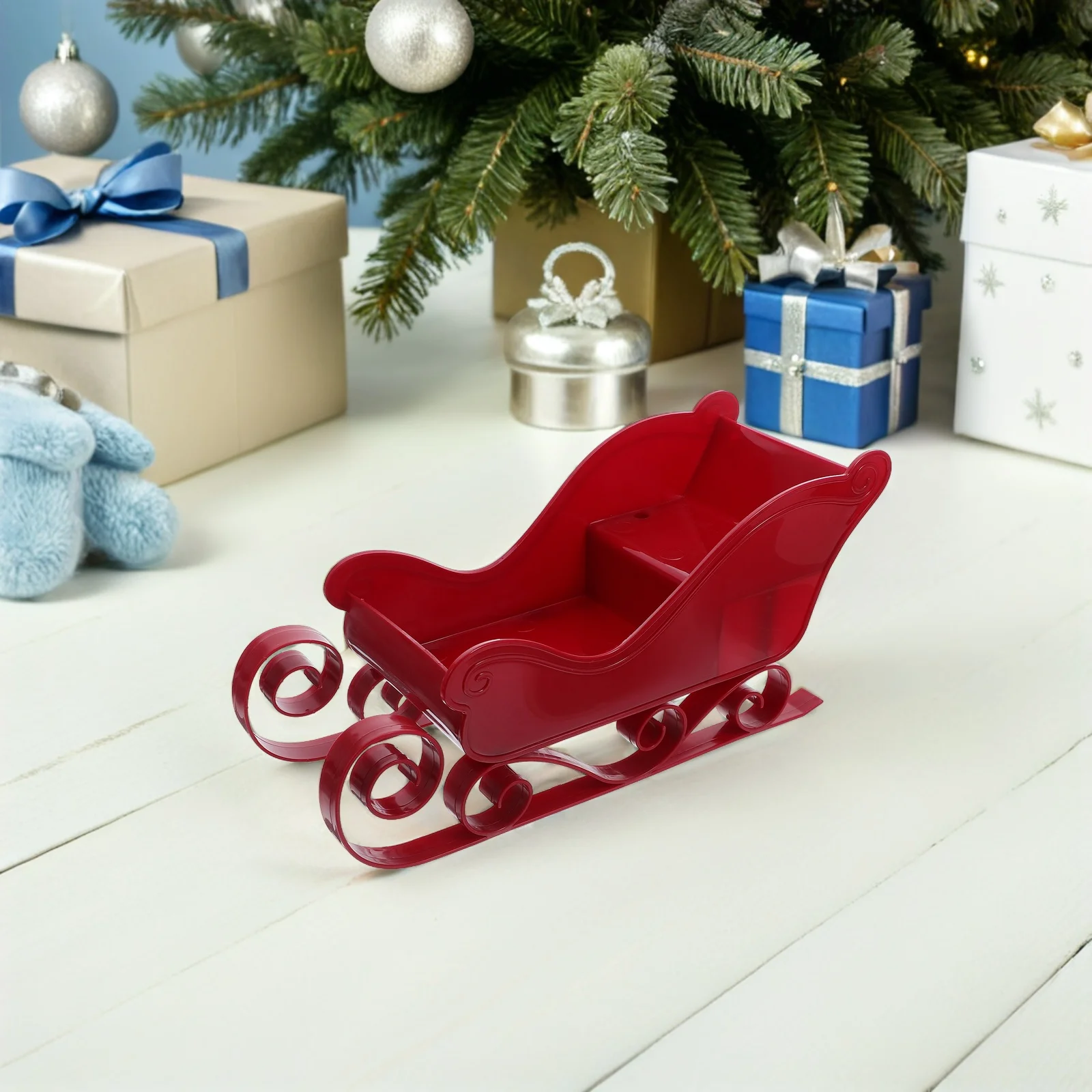 

Mini Sleigh Christmas Decoration Pendant for Tree Hanging Plastic Figurine Festive Holiday Party Theme Ornament Decor
