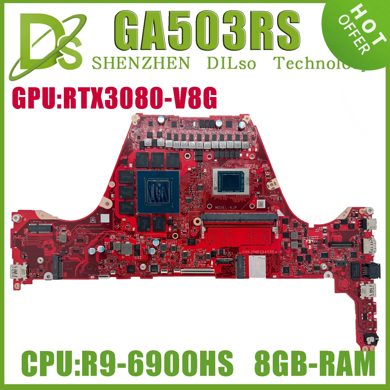 

KEFU GA503RS Laptop Motherboard For AUSU ROG Zephyrus GA503RM GA503RW Mainboard With R9-6900HS 8GB-RAM RTX3070Ti RTX3080 RTX3060