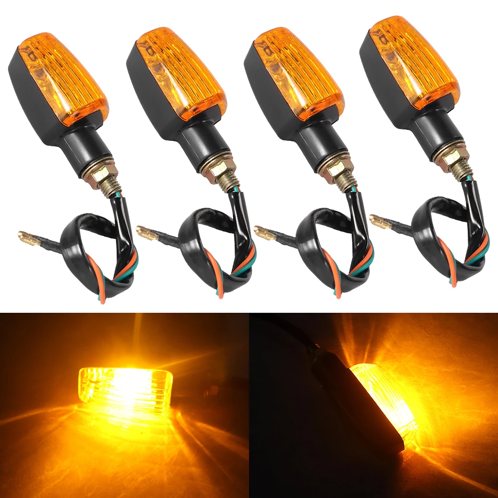 1pc /2pcs /4pcs Motorcycle Bulb Turn Signal Lamp Turning Indicators Light Blinkers Signal Amber Bike Motorbike Accessories