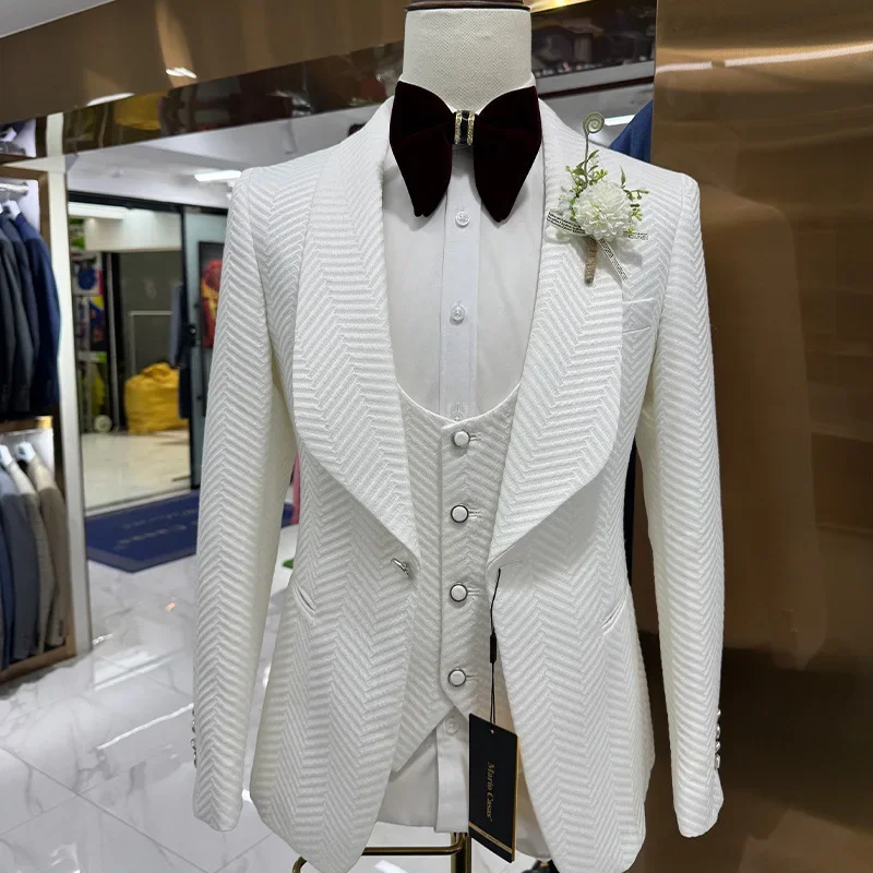 

Men's 3 Pieces Formal Suit Set Blazer Vest Pants Wedding Groom Suits Best Man Dinner Engagement Tuxedo for Men Suits for Men