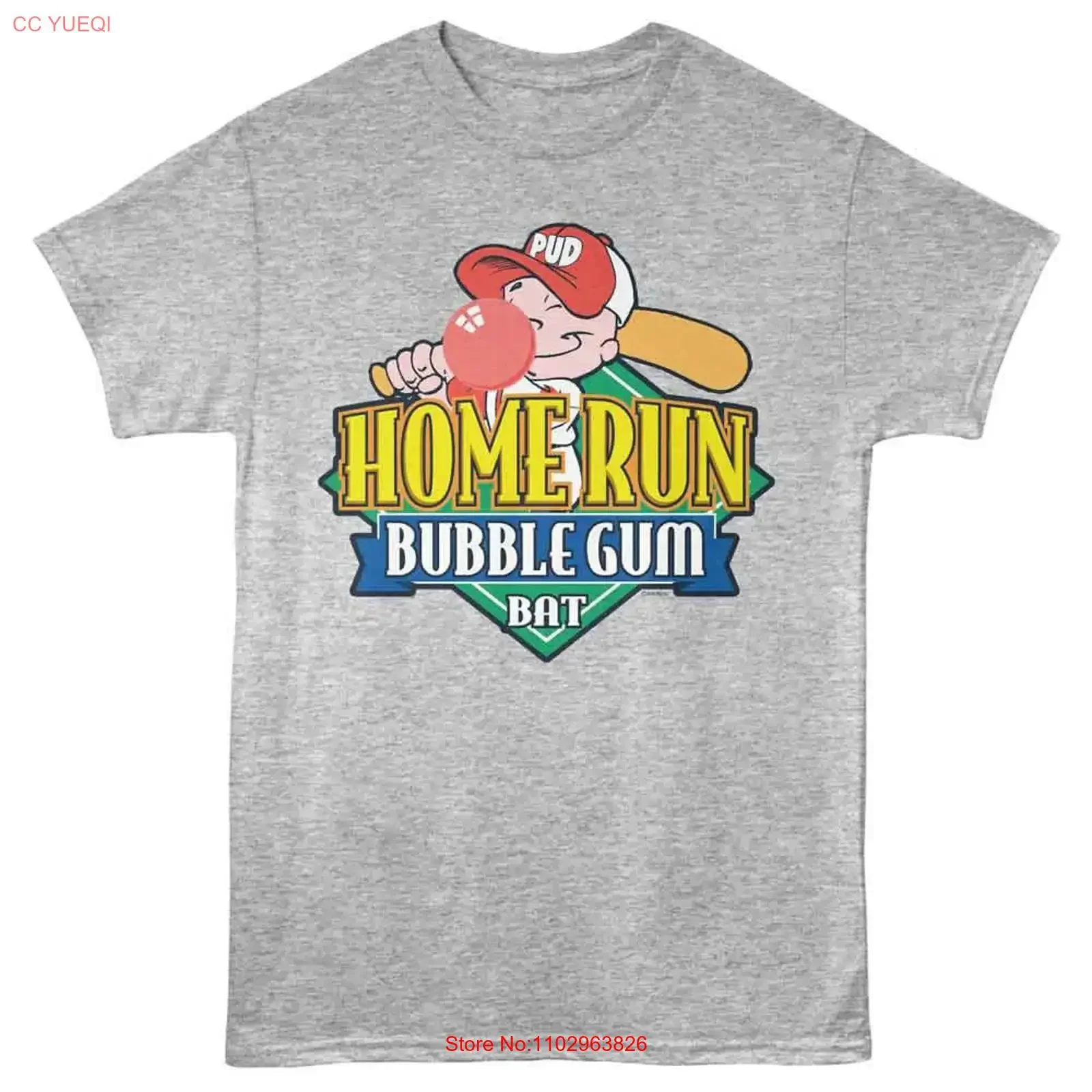 Camiseta para adulto Tootsie Roll Home Run Pud con estampado frontal, gris jaspeado, estilo vintage lavado, gráfico, ligeramente versátil, unisex, suave