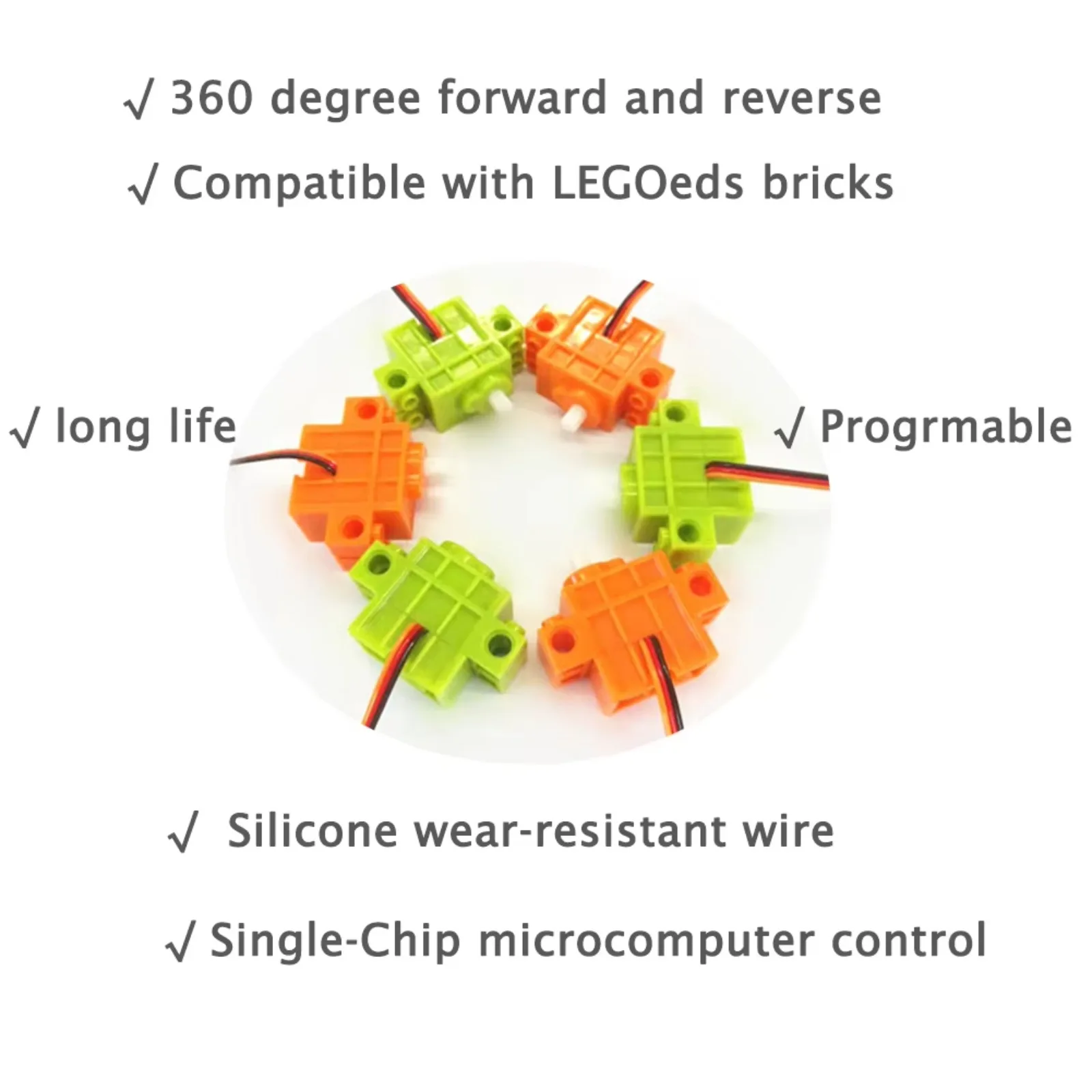 4pcs Geekservo 360 Degree Continuous Rotation Geek Servo Compatible with Legoeds Building Blocks Micro:bit Robot Smart Car