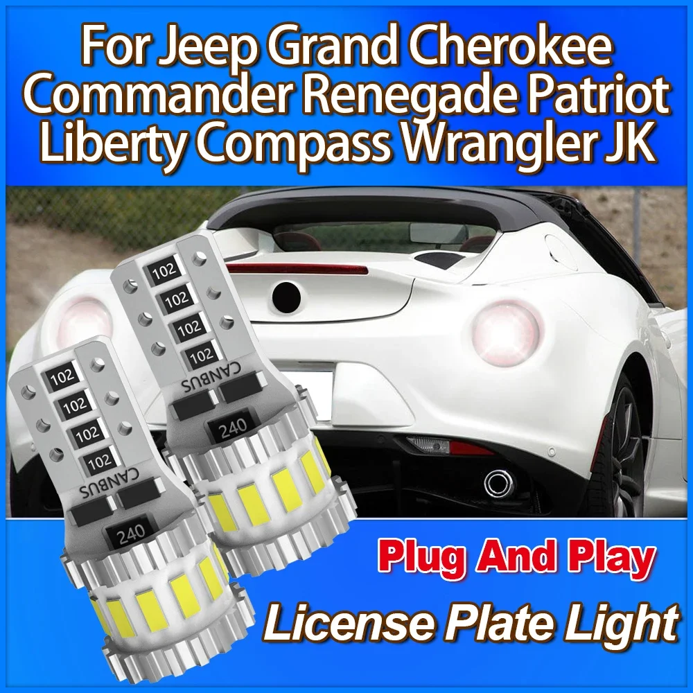 Roadsun W5W T10 LED License Plate Light Ampoules For Jeep Grand Cherokee Commander Renegade Patriot Liberty Compass Wrangler JK
