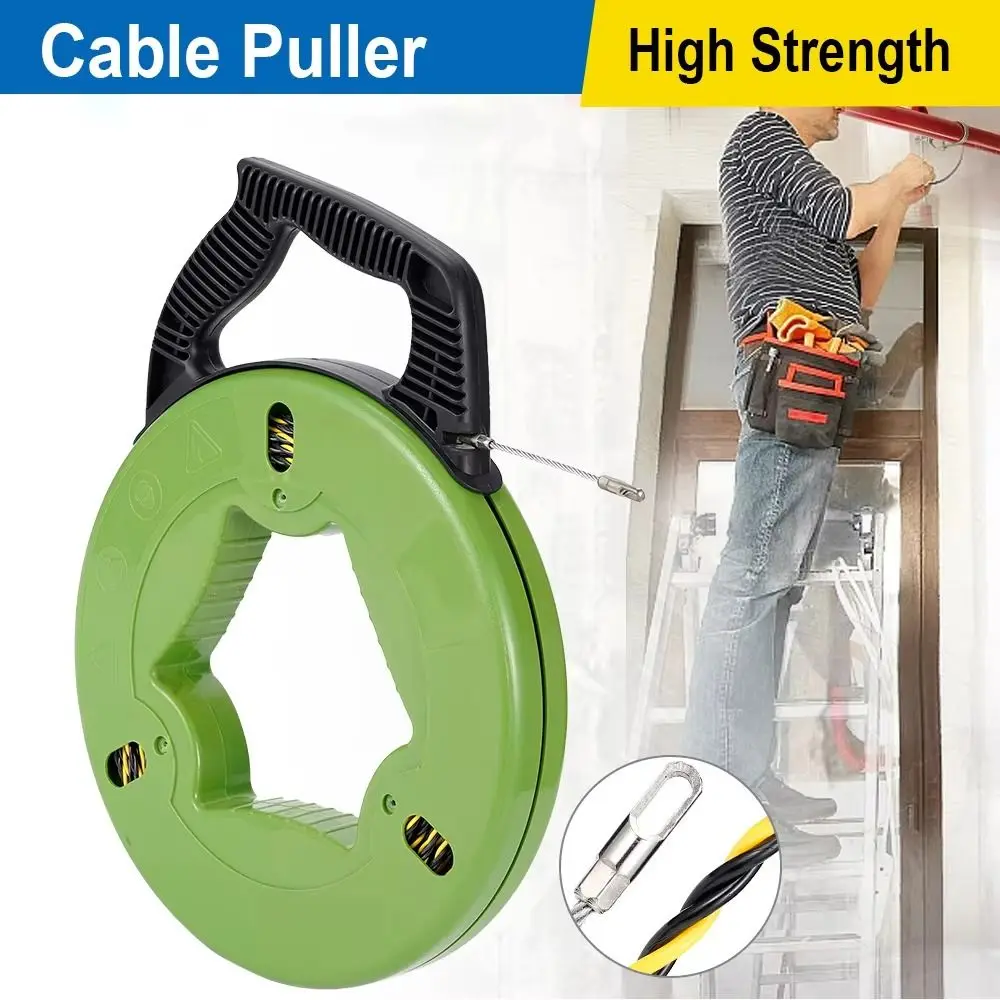 

Guide Spring Cable Pulling Aid Anti-Corrosion Data Cabling Fish Tape Reel Ergonomic Handle Retractable Design Cable Puller