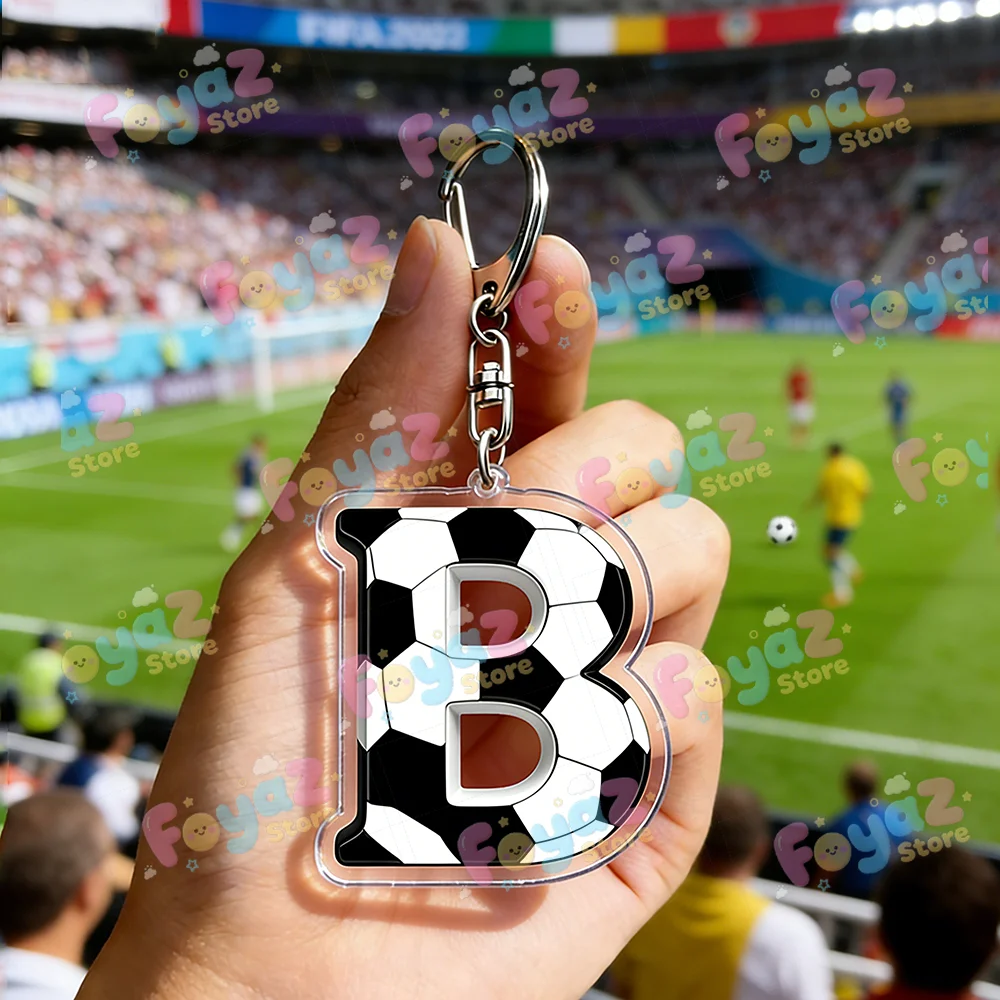 Creative Letter Soccer A M L K Keychains for Accessories Bag Charm Football Sports Lover Keyrings Jewelry Fans Friends Gifts