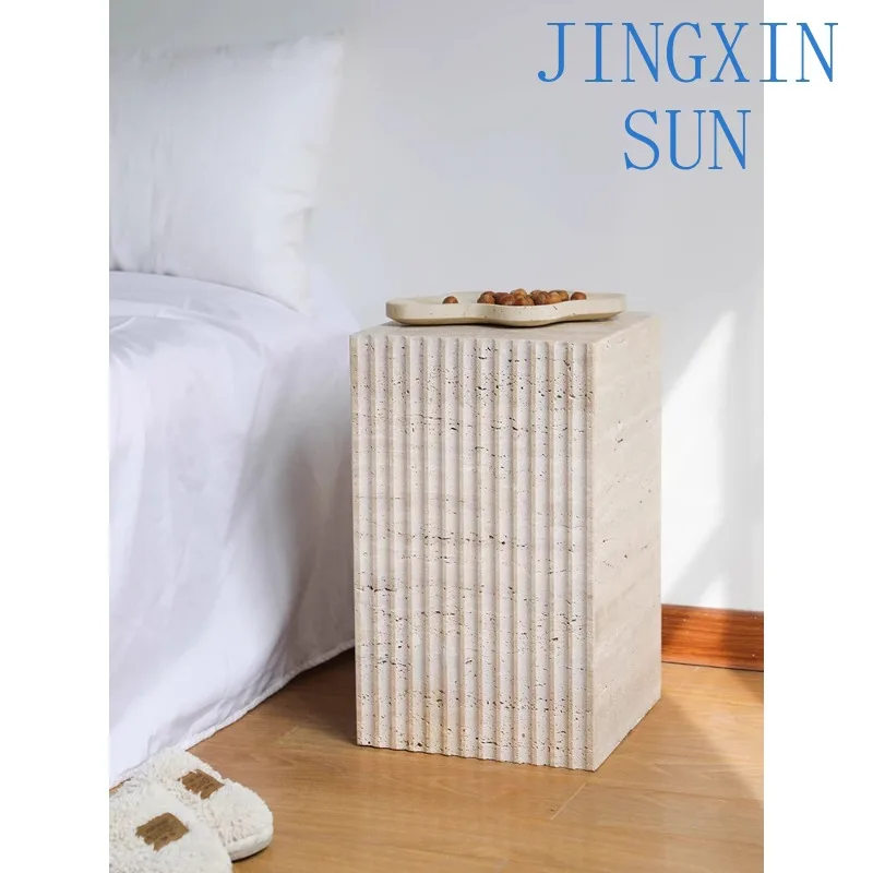 Wabi Sand Wind Travertine Coffee Table for Modern Living Room Minimalist Sofa Side Table Marble Sculpture Heightening Table