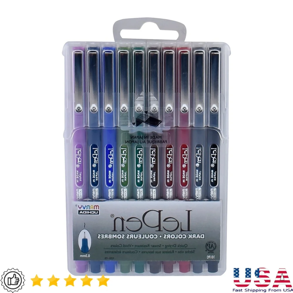 

Le Pen Dark Color Felt Tip Pens 10 Count Medium Point Water Based Ink Quick Drying Smudge Resistant Journals