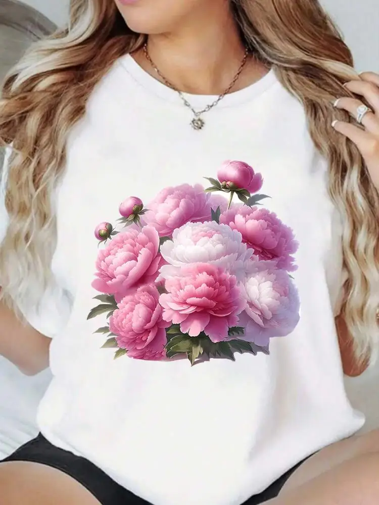 lovely flower trend 90s sweet Casual T Print Clothes Tees Clothing Fashion Popular O-neck Women Graphic Short Sleeve T-shirts