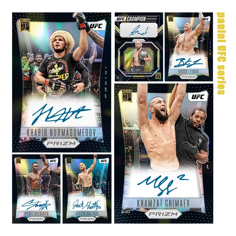 Tarjetas Coleccionables Hechas a Mano de la Serie UFC Prizm con la Firma de Brock Lesnar, Israel Adesanya y Justin Gaethje, Regalo de Juguetes