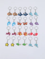 24pcs PVC Cartoon marine series Fish KeyChain package decoration key ring suitable for party gifts holiday supplies back to s