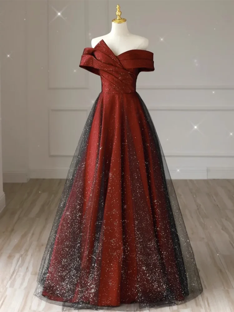 

Ele One-oulder Wedding Dr Red Color Small Size Women's Fro for Engagement And Marriage Ceremony by XueBaoLian