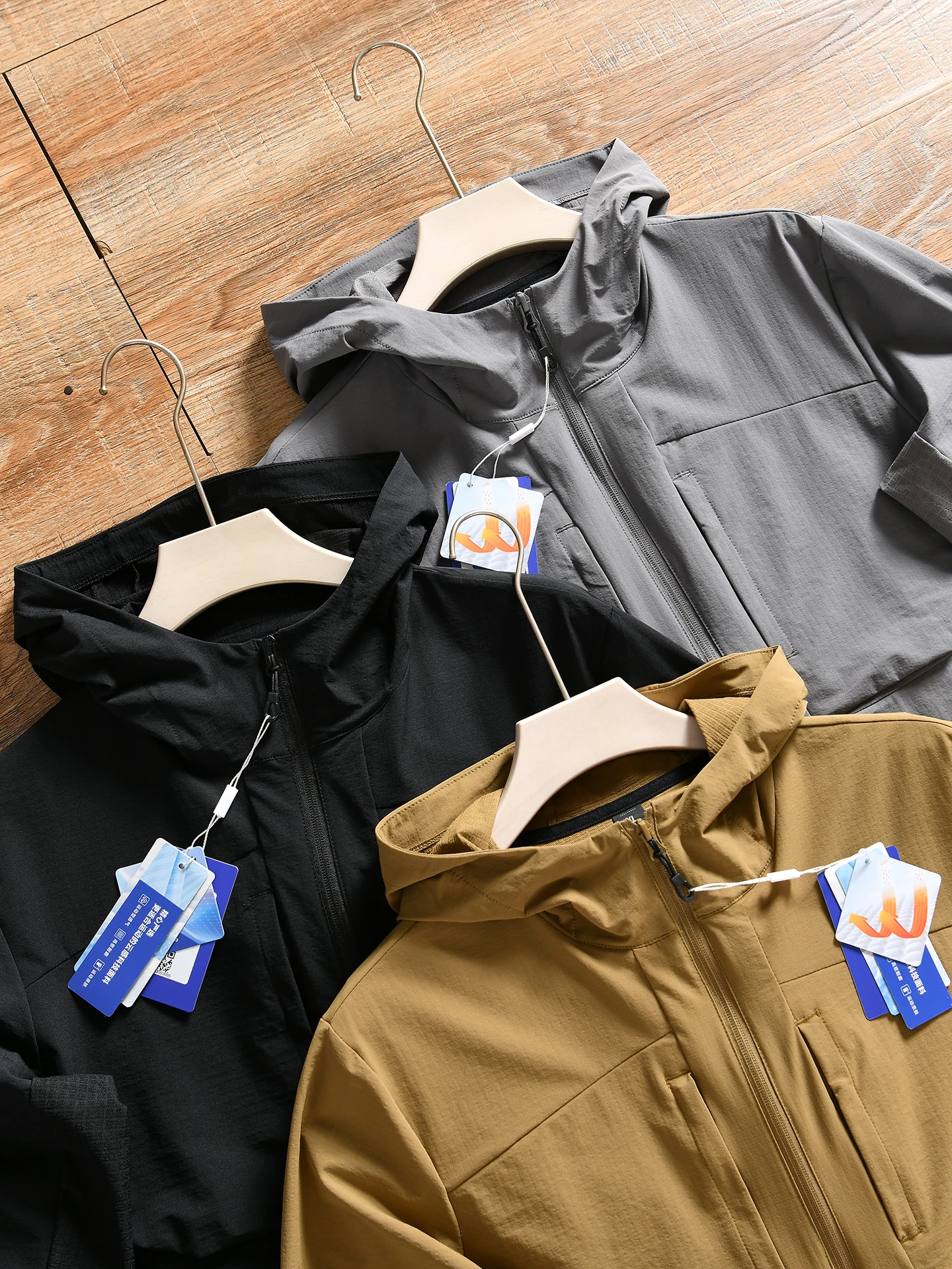 Men's Outdoor Casual Hooded Sport Jacket Water-Resistant 3D Tailoring Standard Fit Polyester/Nylon Composite Fiber Long Sleeve