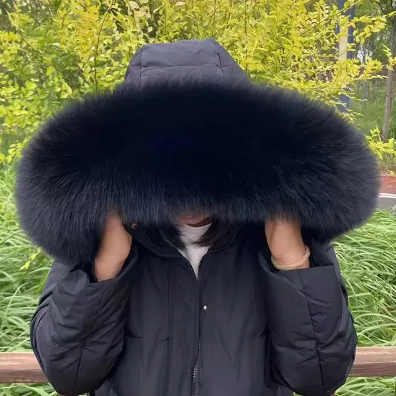 Real Fox Fur Collar For Coat Hood Decors Women Men Winter Luxury Fur Scarf Genuine Female Furry 100% Natural Fur Scarves Shawls