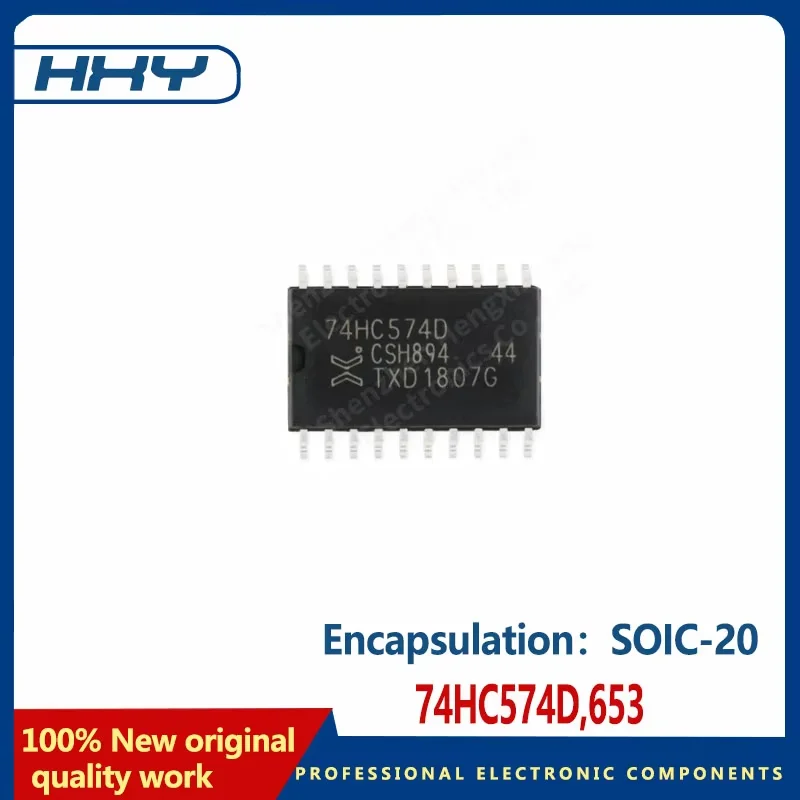 10PCS    74HC574D,653 package SOIC-20 tri-state output of eight D type positive edge flip-flop