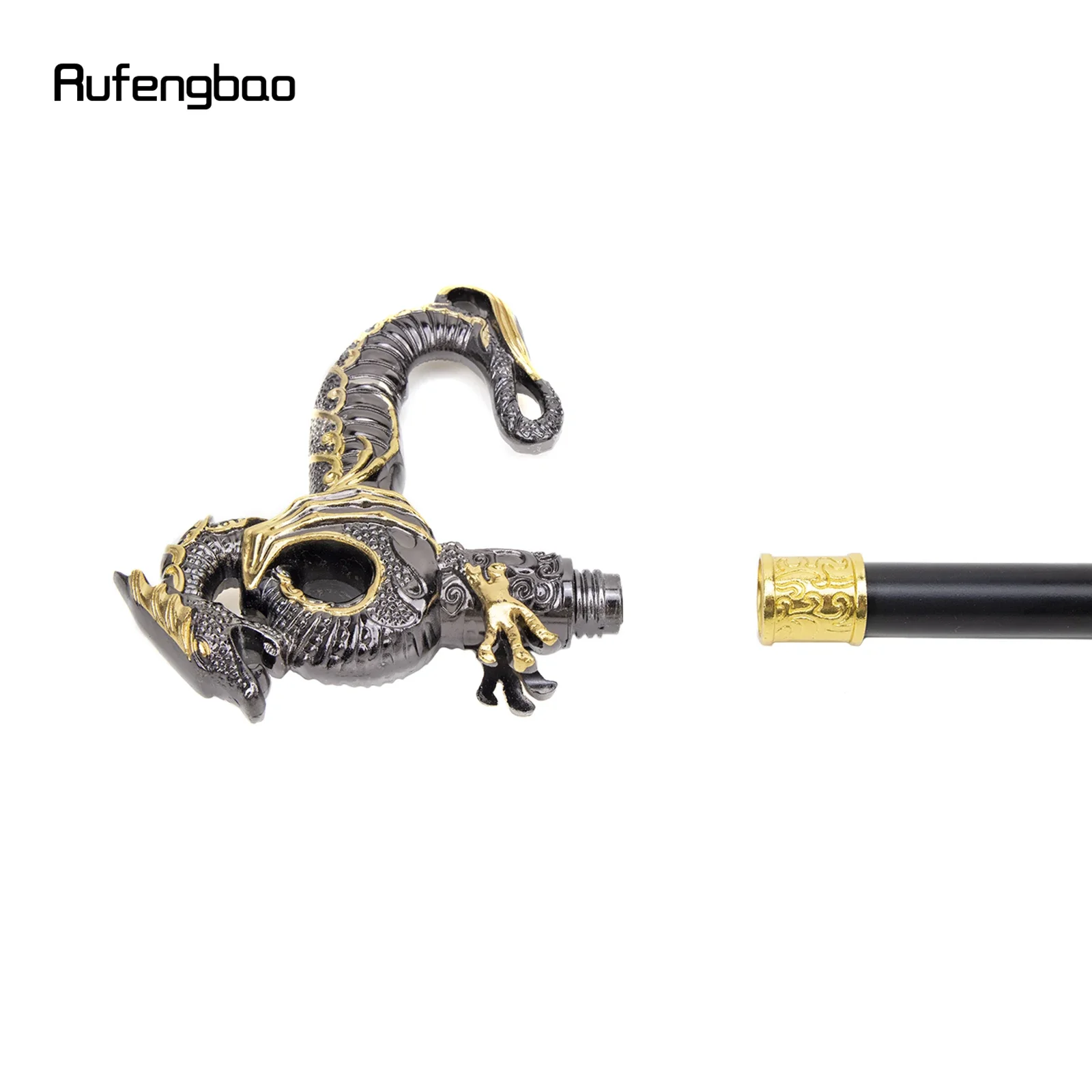 Gold Black Luxury Dragon Single Joint Walking Stick Decorative Cospaly Party Fashionable Walking Cane Halloween Crosier 93cm