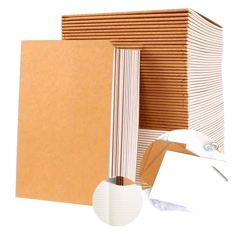20 Stück A5 Blanko/gefütterte Papier-Tagebuch-Notizbücher mit Kraftpapier-Einband, 72 Seiten Zusammensetzung-Notizbuch, für Reisende, Bürobedarf – Detail 6