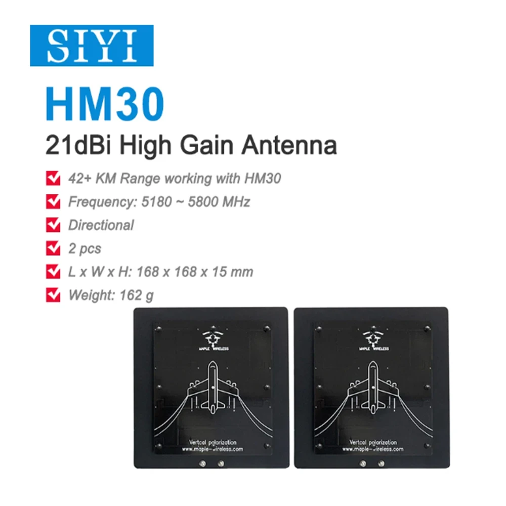 SIYI HM30 21dB 17dB High Gain Antenna Directional Patch Antenna with HM30 Ground Unit and Antenna