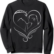 Polarshe Kissing Horse Heart Horseback Rider Silhouette Gift Unisex Crewneck Sweatshirt