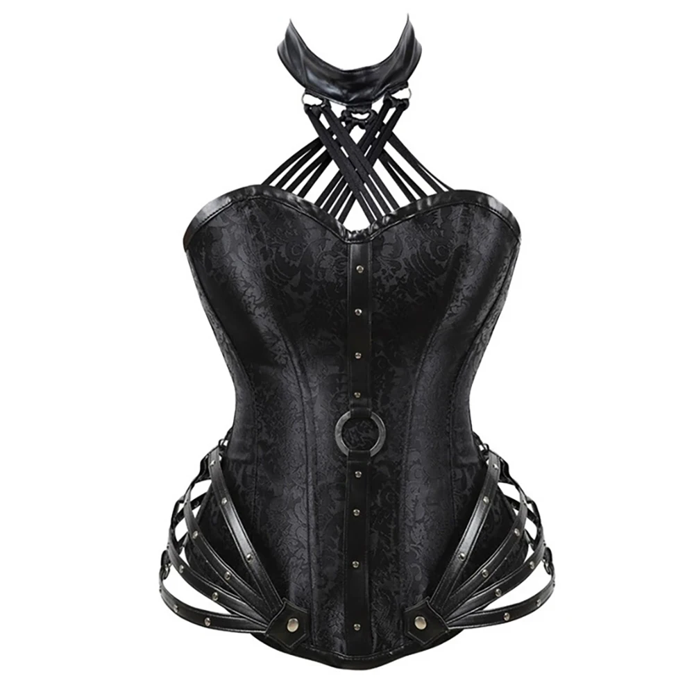 Steampunk Corset Bielizna New Gothic Strapless Halter Neckline Corset with Steel Bones and Side Zipper Ropa Sexy Women