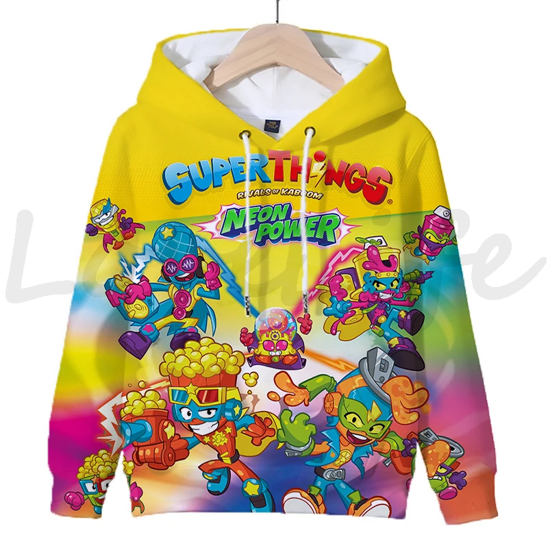 Kids Superzings Neon Power Hoodies Children Cartoon Sweatshirts Tops Boys Girls Long Sleeve Pullovers Autumn Sudadera Escolar