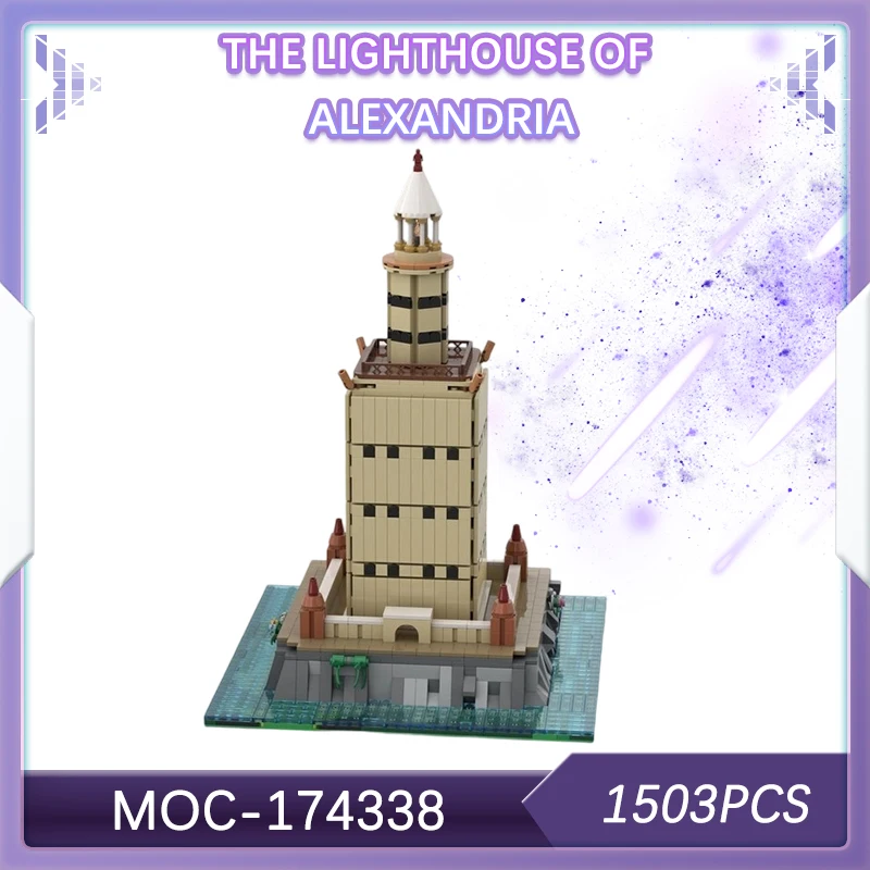 

1503 шт. маяк Alexandria, модель строительного блока, набор кирпичей, креативные подарки, снятие стресса, украшение для рабочего стола MOC- 174338