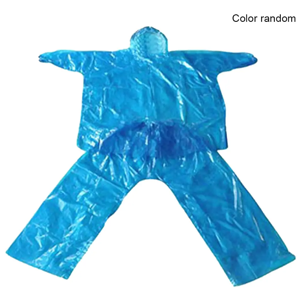 Disposable Raincoat Emergency Waterproof Rain Coat Hiking Camping Hood Rain Clothes Covers Rainwear Poncho Pants Random Color