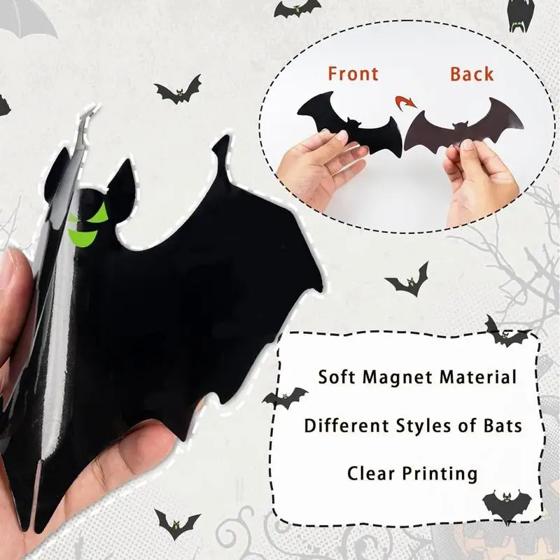 Bat Fridge Magnet Halloween Decor Bat Shape Magnetic sticker Garage Door Decorations Stickers Car Magnet Decals Home Decor