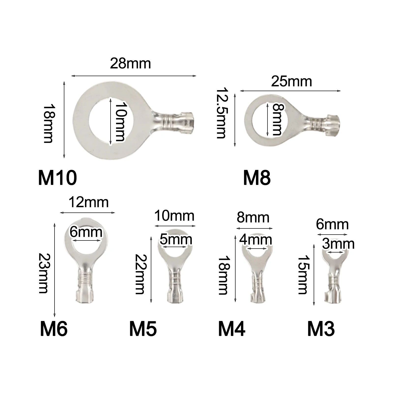 Electrical Wire Copper Ring Lugs 150pcs Crimp Terminals for Secure Cable Connections in Industrial and Vehicle Systems