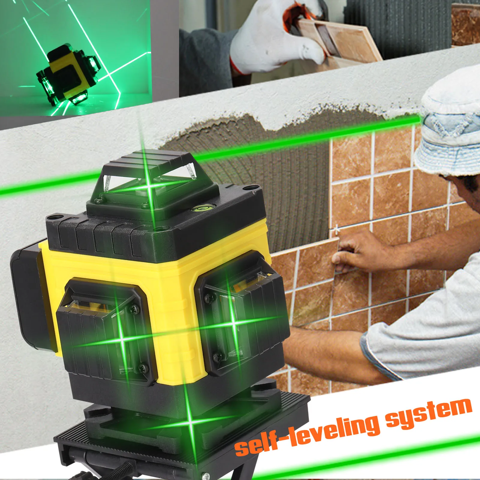 Multifunctional 16 Lines Laser Level Tool Vertical Horizontal Lines with 3° Self-leveling Function