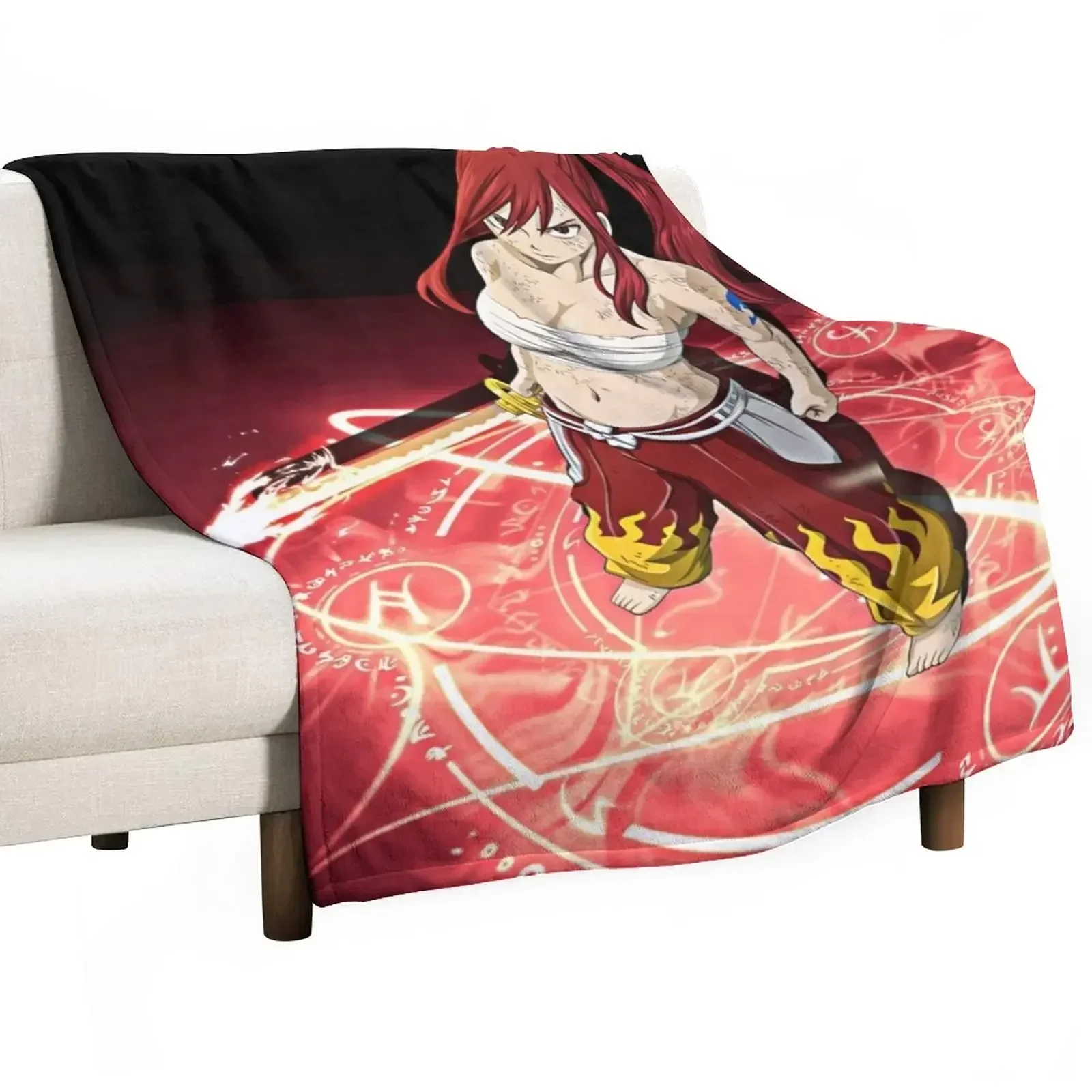 Erza Scarlet Throw Blanket manga Multi-Purpose Sofas Blankets